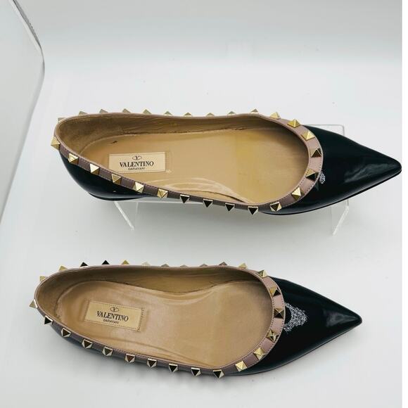 Valentino Garavani Black Patent Rockstud Ballet Flats size 38 - Picture 4 of 13